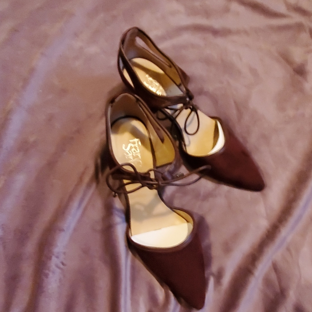 Burgundy Suede Tie Franco Sarto Pumps